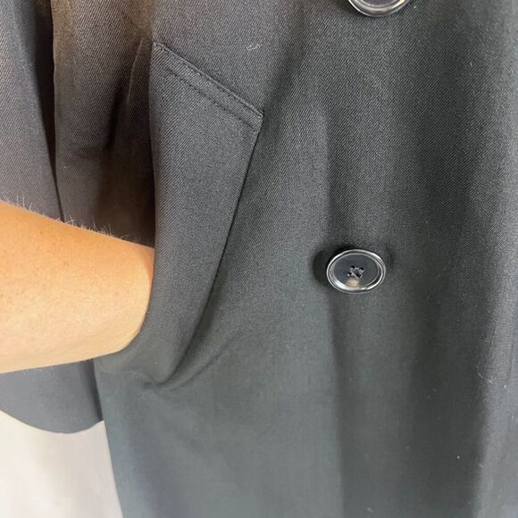 Jonathan Michael Wool VTG Black Double Breasted Made in USA Trench Jacket Sz 10 - Picture 11 of 13